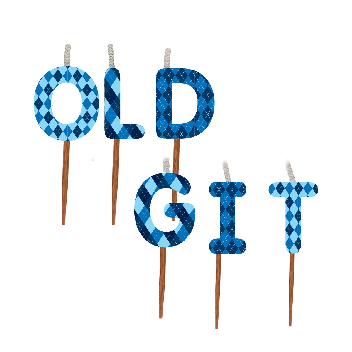 Global Journey Gifts Novelty Birthday Cake Candle Set - Old Git in Blue