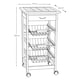 image 5 of Rolling Kitchen Island Trolley Serving Cart White Tile Top Drawer Shelves Basket | White | White | 1