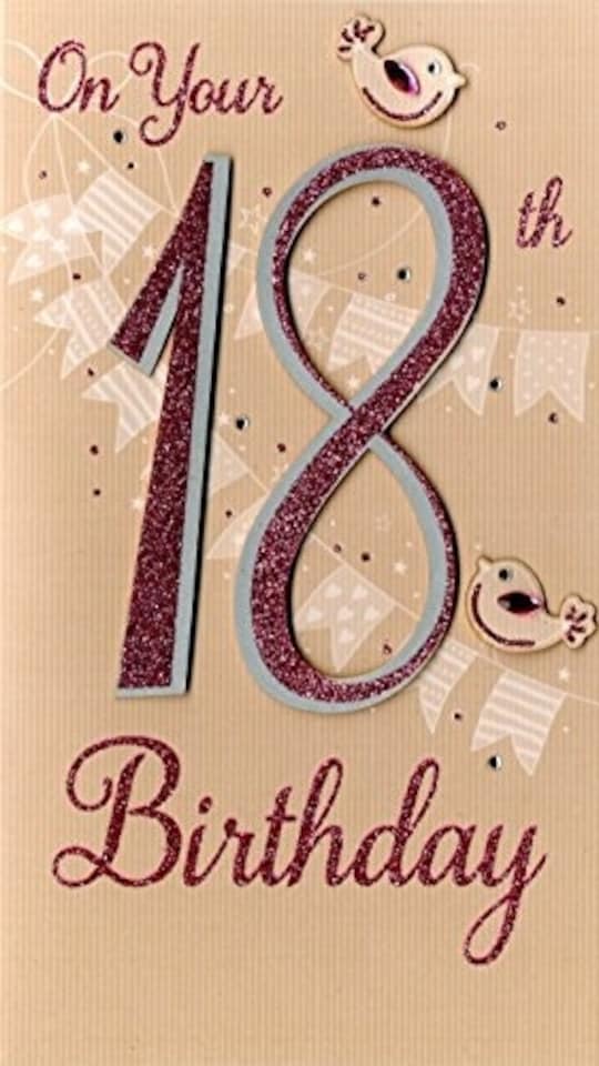 image 1 of Age 18th Birthday Hand-Finished Female 18 Champagne Range Greeting Card