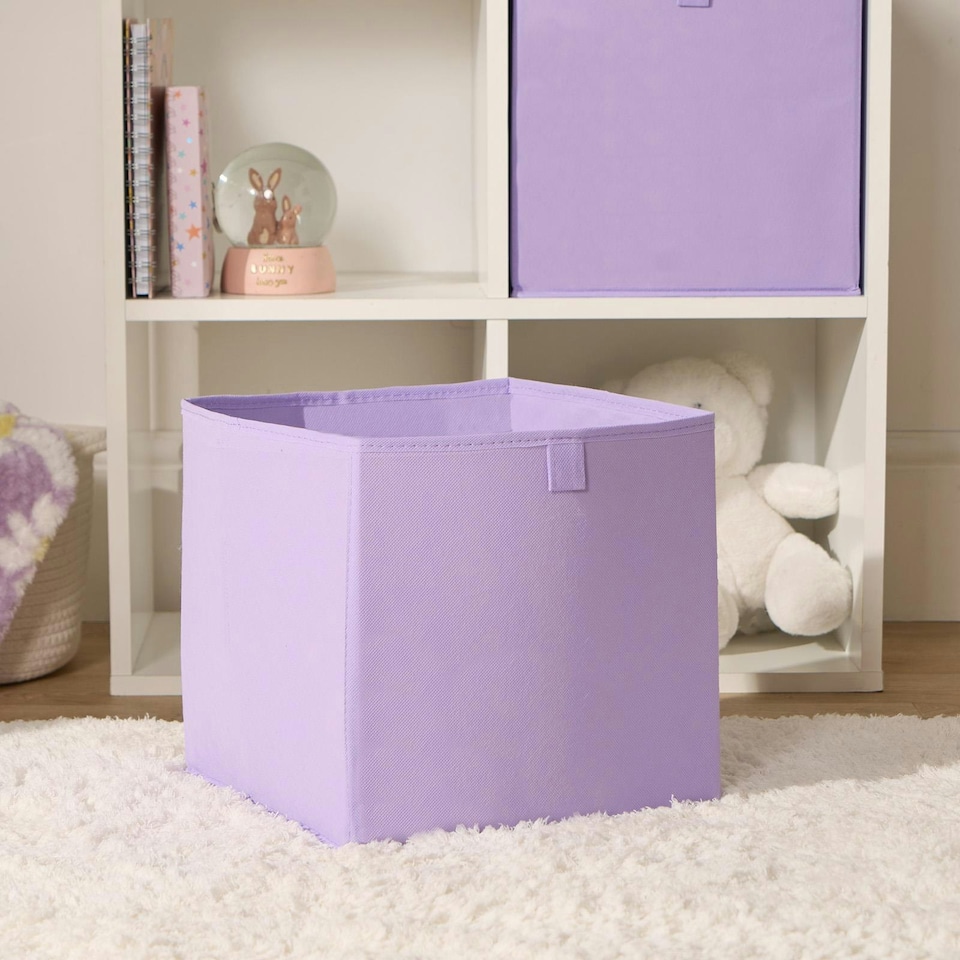 image 1 of OHS Foldable Fabric Storage Boxes Collapsible Square Cube Organiser | Purple | Lilac