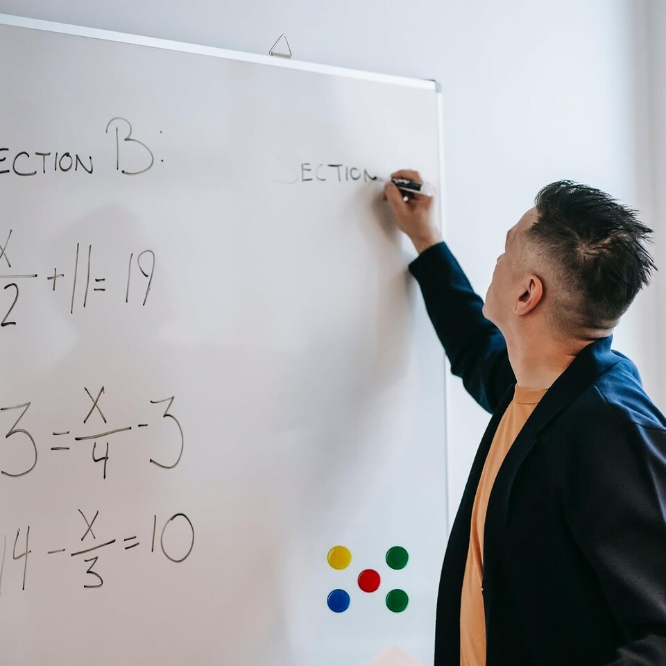 image 1 of Magnetic Whiteboard 700 X 500mm Aluminum Frame Lightweight Hanging Dry Wipe Erase White Board Office, School & Home Writing Boards