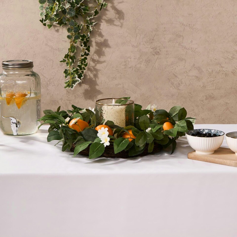 image 1 of OHS Natural Home Wall Table Decor Artificial Orange Wreath, 45cm - Orange