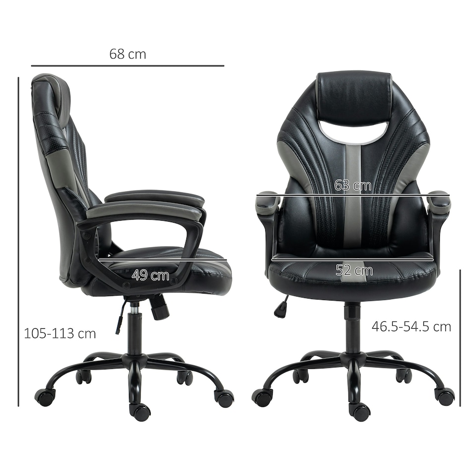 image 1 of Vinsetto Racing Gaming Chair Gamer Chair with Armrests Swivel Wheels, Black