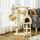 image 6 of PawHut Cat Tree Scratching Post Kitten Activity Centre with Hammock, Beige