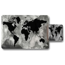 Black and white world map (Placemat & Coaster Set)