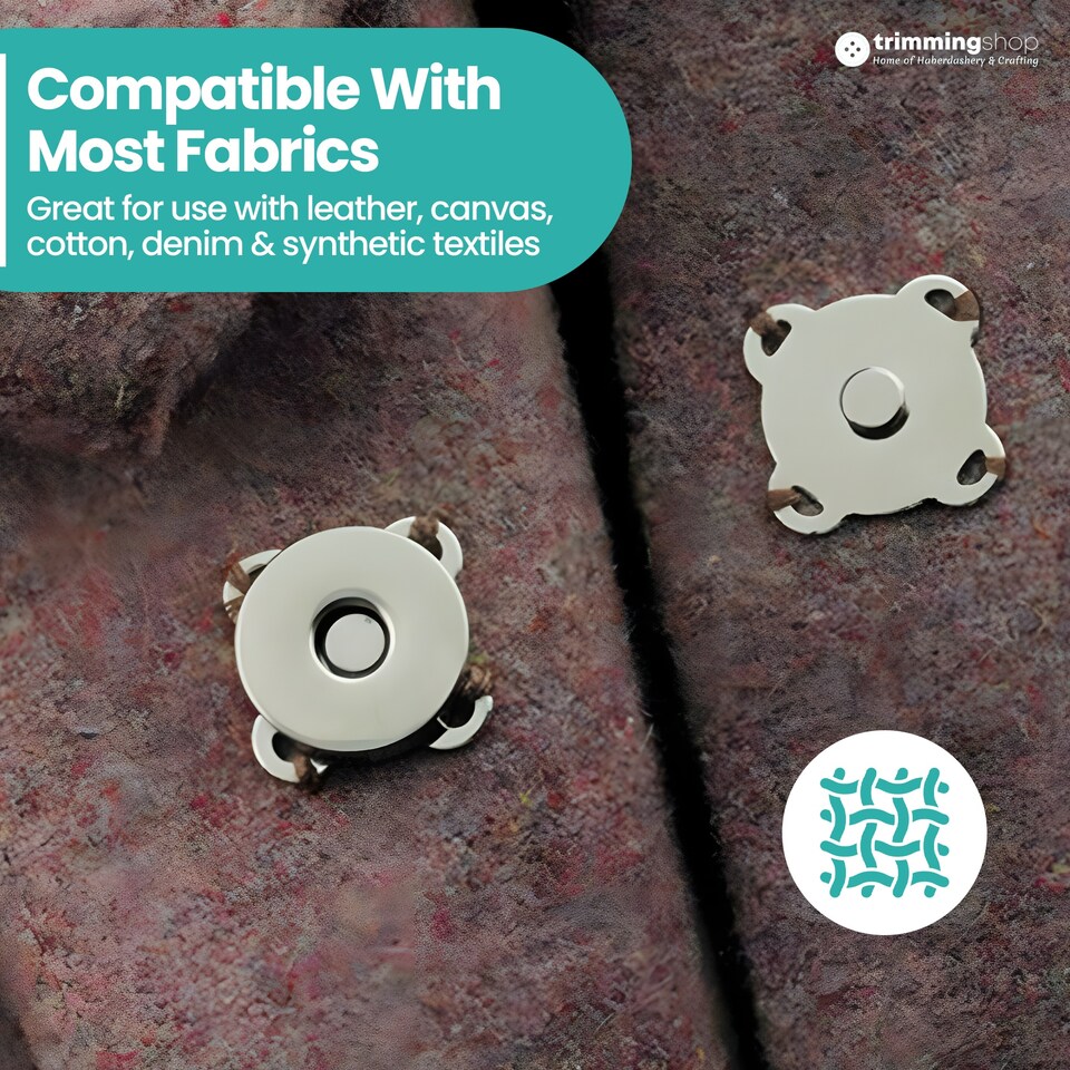 image 1 of 14mm Sew On Magnetic Press Stud Clasps, 2-Part Snap Fasteners - 2pcs