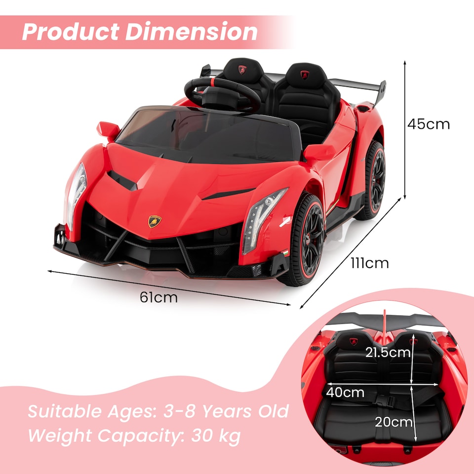 image 1 of COSTWAY 12V Battery Powered Electric Vehicle Kids Car Red