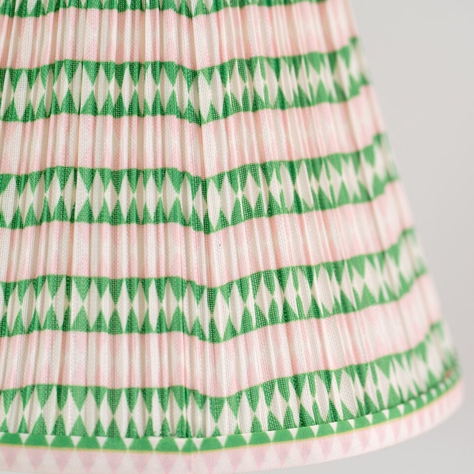 image 1 of ValueLights Riza Tapered Pink Aztec Fabric Pleated Easy Fit Large Lamp Shade with LED Bulb Pink