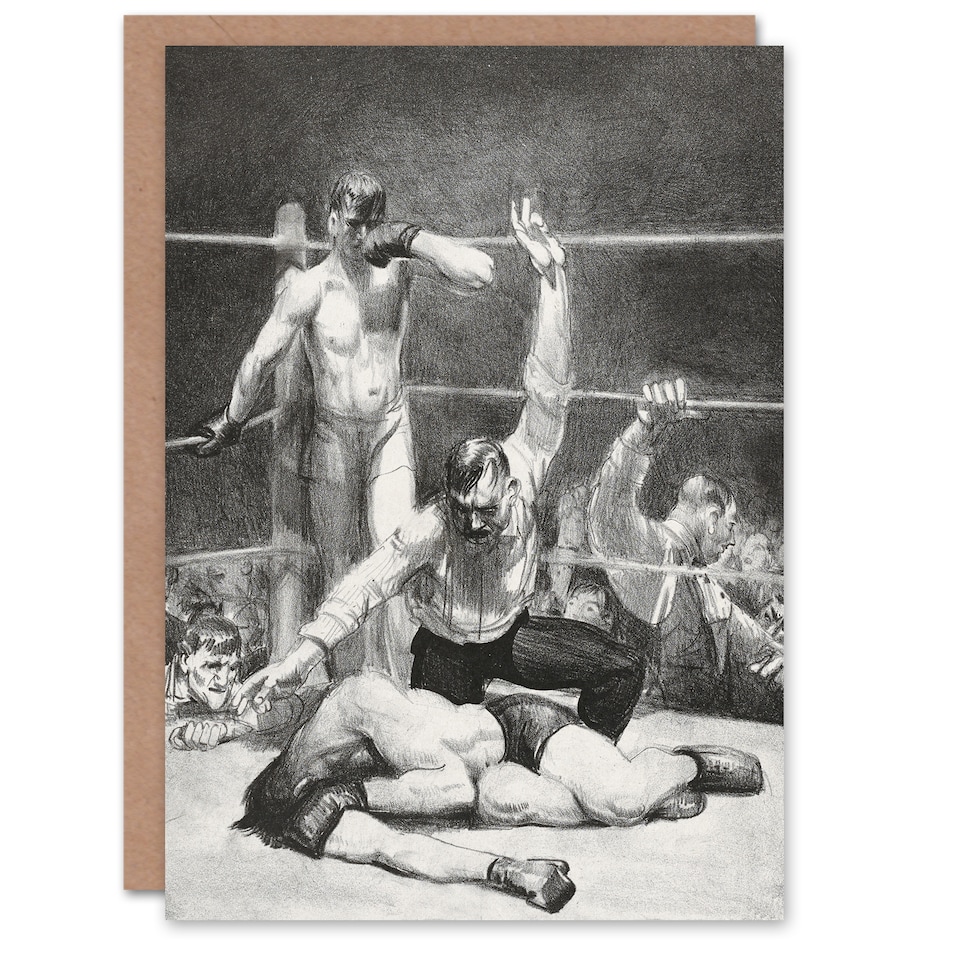 image 1 of George Bellows Counted Out First Stone Boxing Art Greeting Card