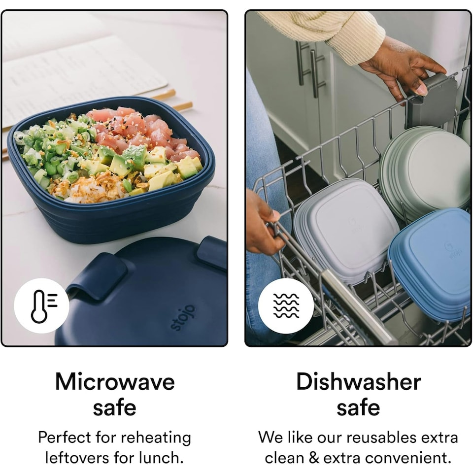 image 1 of Stojo On The Go Collapsible Travel Lunch Bowl 700ml - Denim Blue | Multi