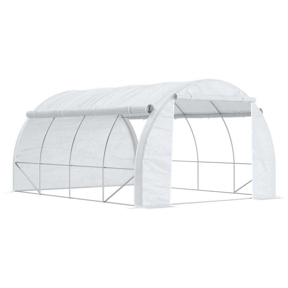 image 1 of Outsunny 4 x 3 x 2 m Polytunnel Greenhouse Pollytunnel Tent w Steel Frame White