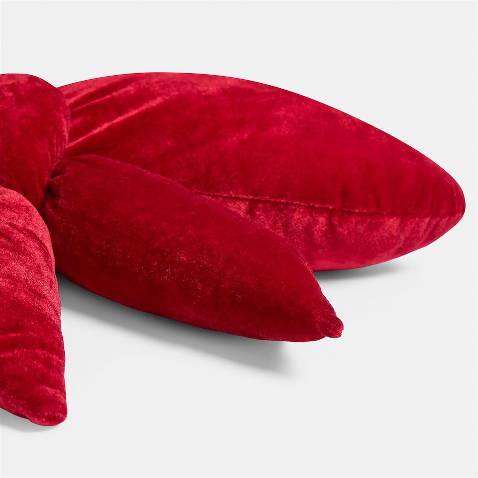 image 1 of OHS Soft Velvet Bow Shaped Cushion Pillow | Red