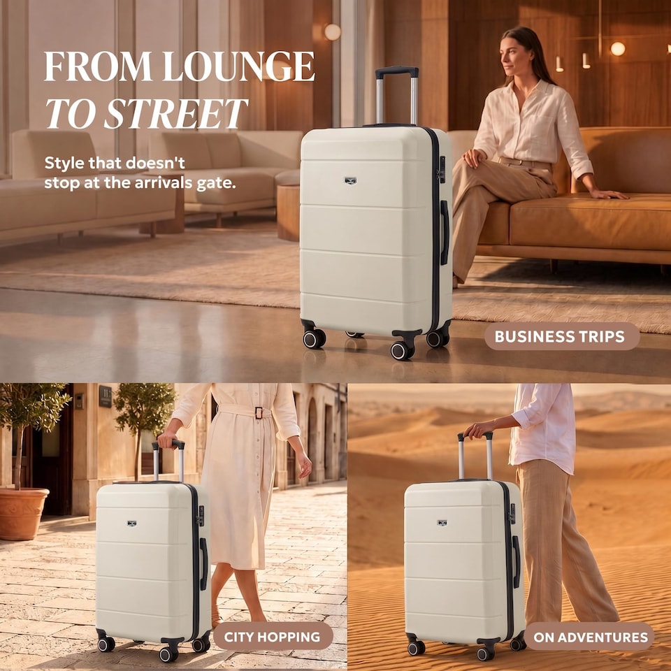 image 1 of Lugg Jetset Lightweight Hard Shell Suitcase ABS 4 Wheels TSA Lock (86x58x31cm)