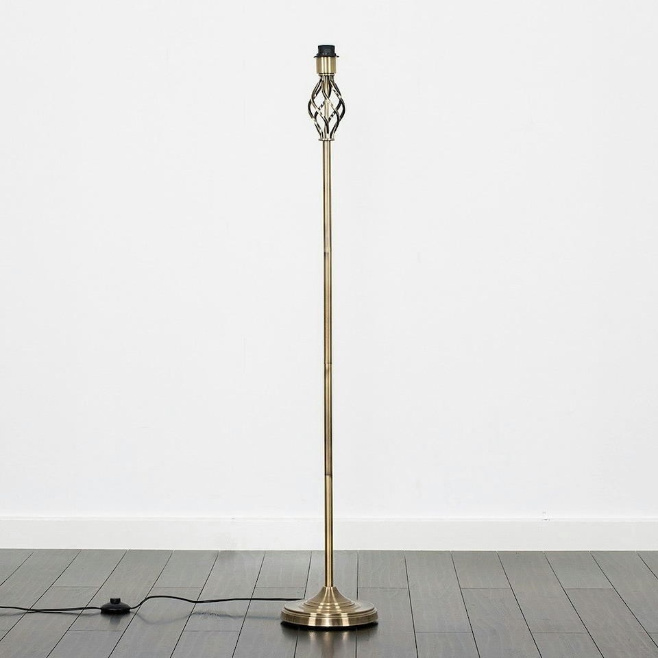 image 1 of ValueLights Traditional Antique Brass Barley Twist Floor Lamp Base