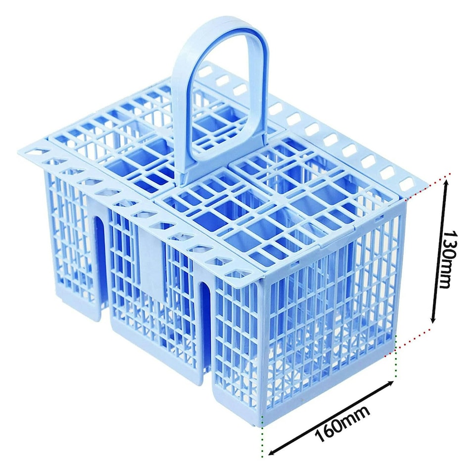 image 1 of SPARES2GO Cutlery Basket Cage for Hisense Dishwasher (Blue, 220 x 208 x 160mm)
