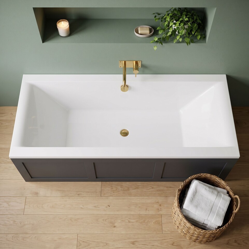 image 1 of Balterley Modern Double Ended Straight Shower Bath (Tap, Waste and Panel Not Included) | White | White | 1
