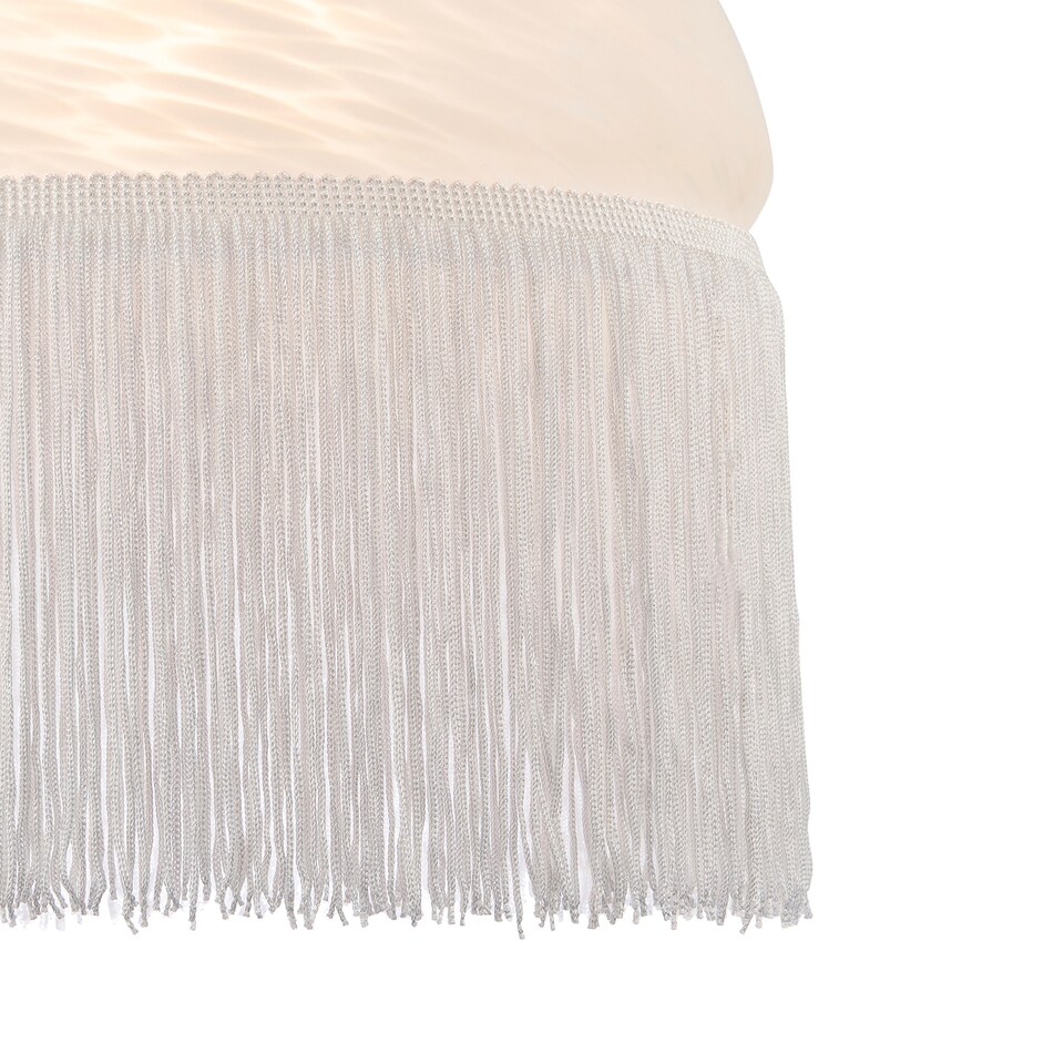 image 1 of Traditional Opal White Domed Glass Pendant Shade with Long Tassels