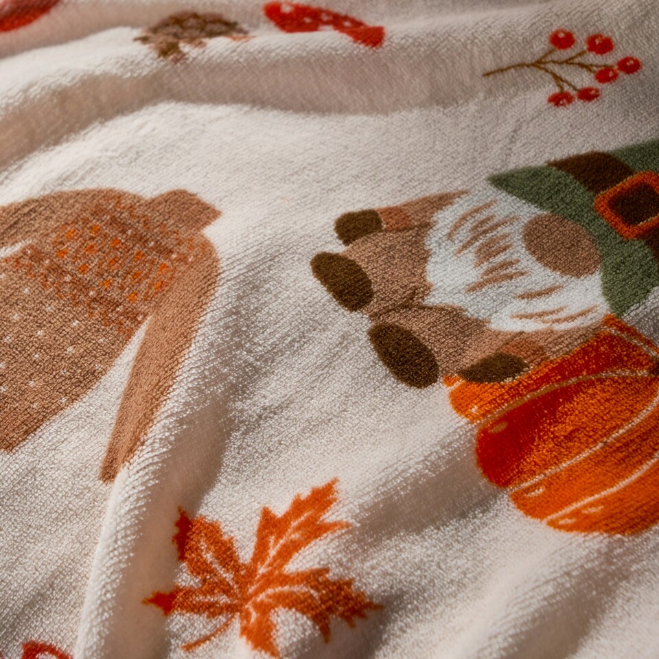 image 1 of OHS Autumnal Pumpkin Fall Gonk Halloween Soft Cosy Warm Plush Fleece Duvet Cover and Pillowcase Bedding Set Multi | Cream/Rust | Double