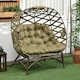 image 1 of Outsunny Egg Chair Outdoor, 2 Seater Folding Weave Garden Furniture Chair with Cushion, Cup Pockets for Patio Balcony - Khaki