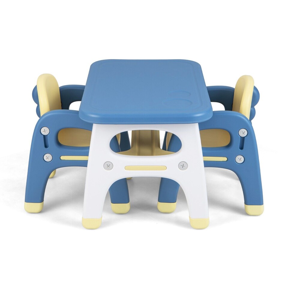 image 1 of COSTWAY 3 Pcs Kids Table and Chair Set Toddler Activity Writing Table Set Arts & Crafts