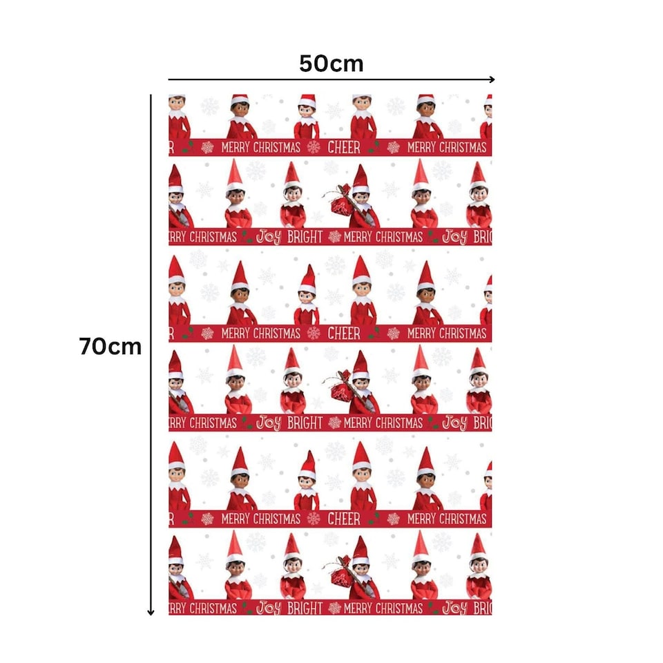 image 1 of Elf on the Shelf Christmas 2 Sheets & 2 Tags Gift Wrap