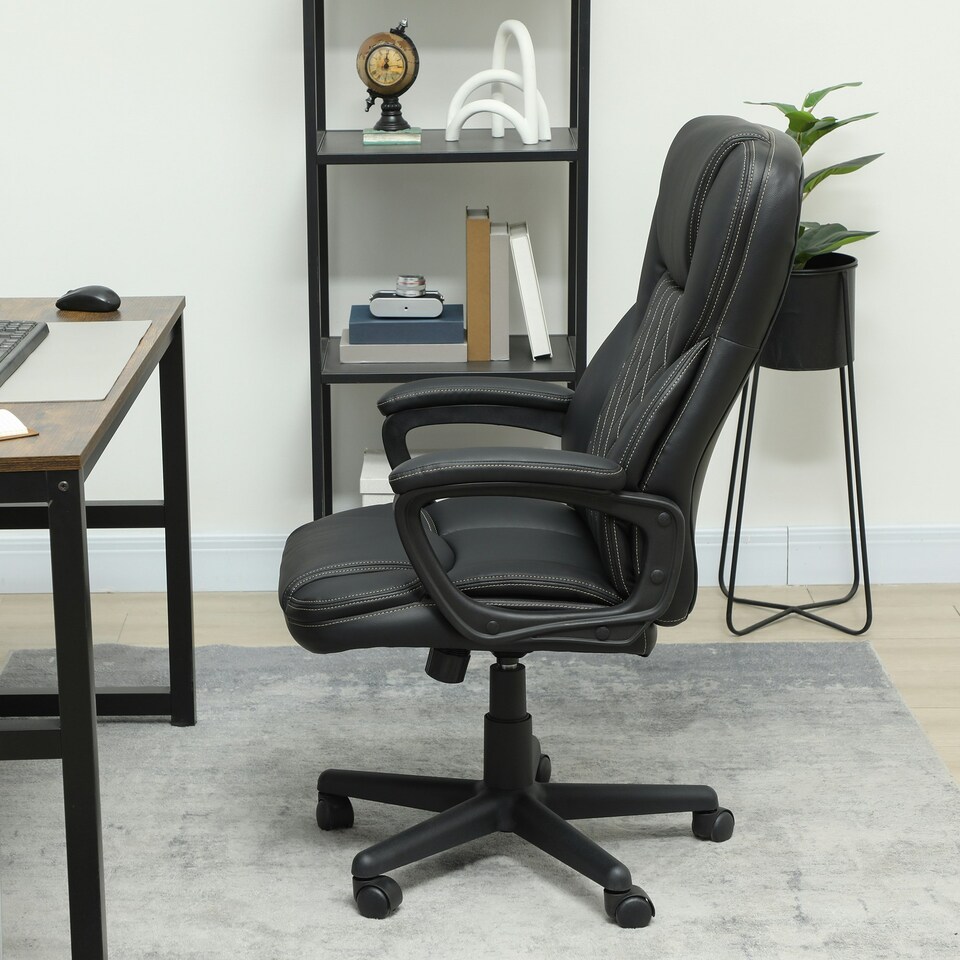 image 1 of HOMCOM High Back Executive Office Chair with Arms Adjustable Height Black