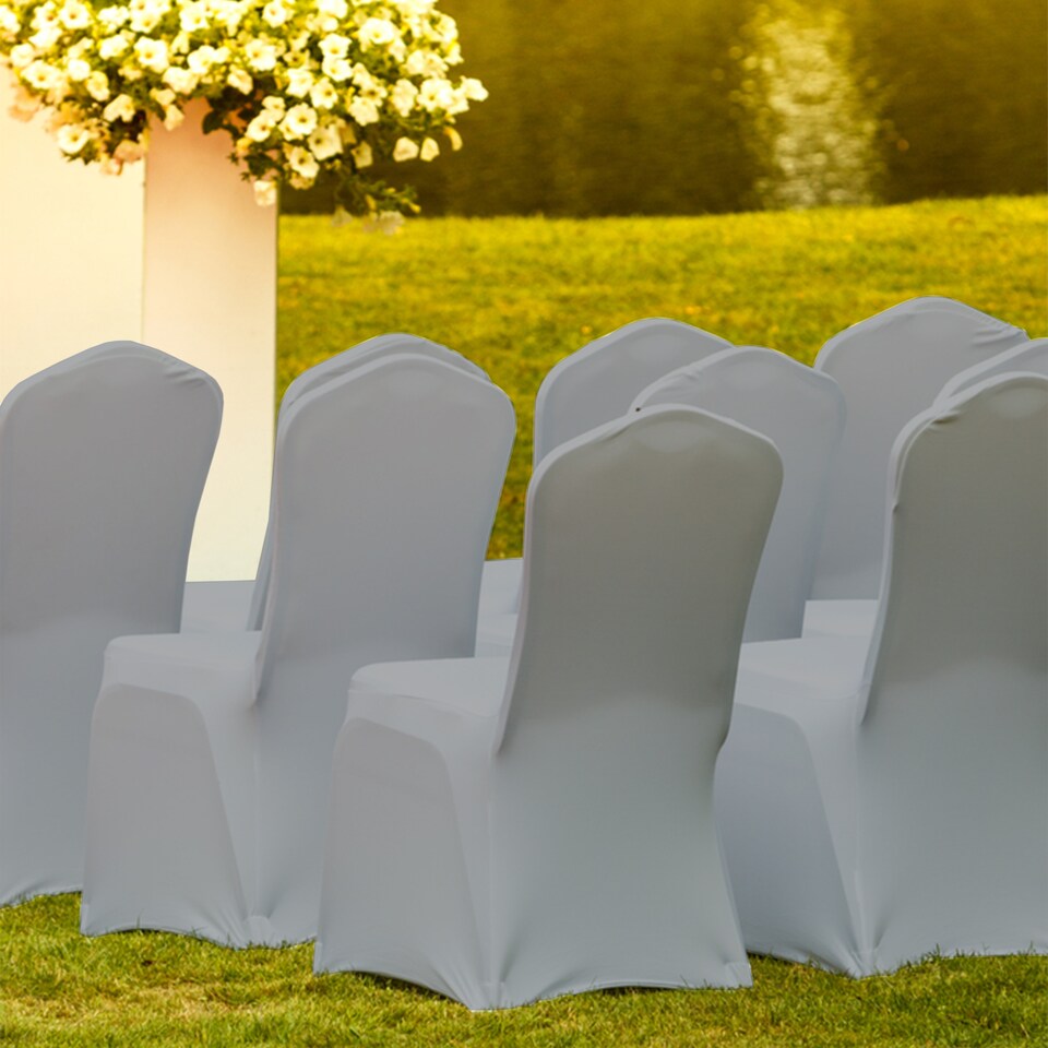 image 1 of Chair Cover Spandex Polyester Stretch, Flat Dining Slipcovers - 10pcs