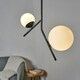 image 3 of ValueLights Modern 2 Way Hanging Bar Matte Black And Glass Globe Shade Ceiling Light Fitting