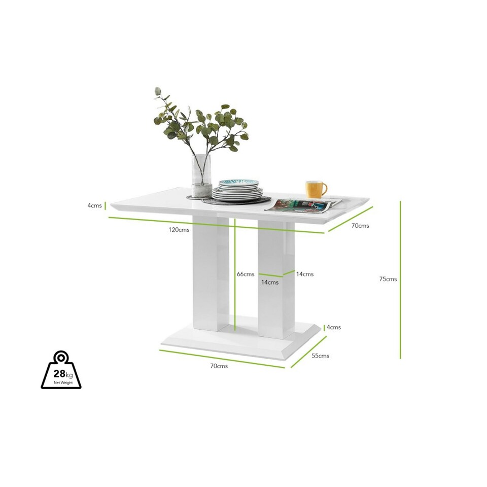 image 1 of Furniturebox Imperia 4 Modern White High Gloss Dining Table