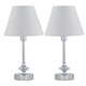 image 1 of Set of 2 Chrome Jewelled Table Lamps with Ivory Off White Shades Chrome | Red