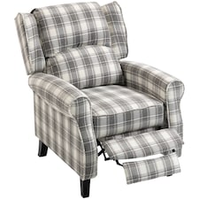 HOMCOM Recliner Chair for Living Room Wingback Chair with Padded Armrest | Black | Grey and White Check | Not provided