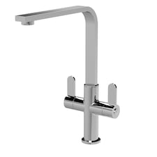Balterley Chara Kitchen Mono Mixer Tap with Dual Lever Handles, Curved Swivel Spout | Silver | Chrome | 1