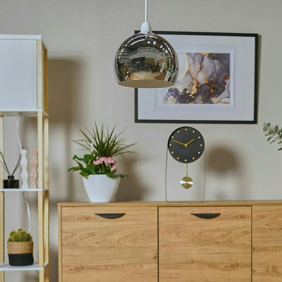 image 1 of ValueLights Retro Chrome Arco Style Dome Ceiling Pendant Light Shade