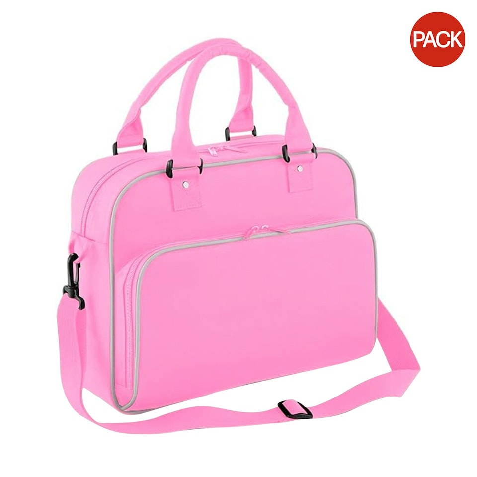 image 1 of Bagbase Compact Junior Dance Messenger Bag (15 Litres) (Pack of 2) - Classic Pink/Light Grey - One Size Pink