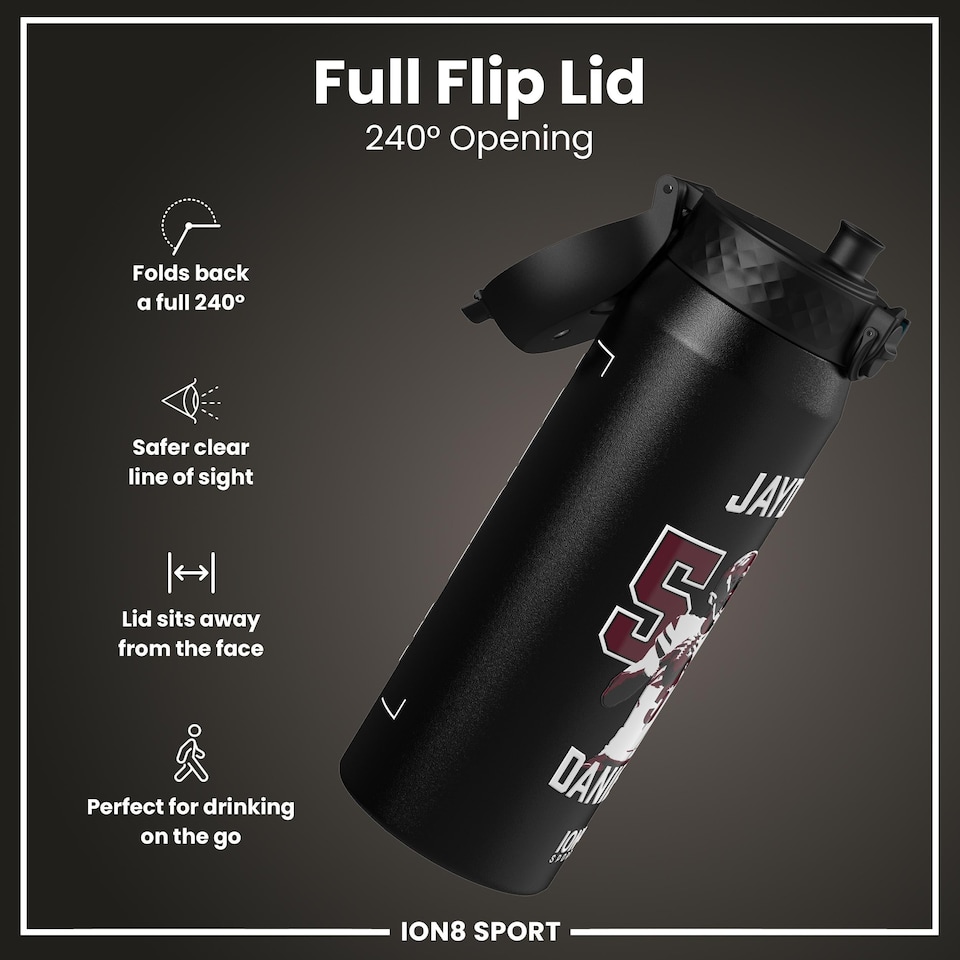 image 1 of NFL x Sports, Vacuum Insulated Steel Bottle, Series, 750ml (24oz) | Black | NFLPA Locked In Jayden Daniels | One Size