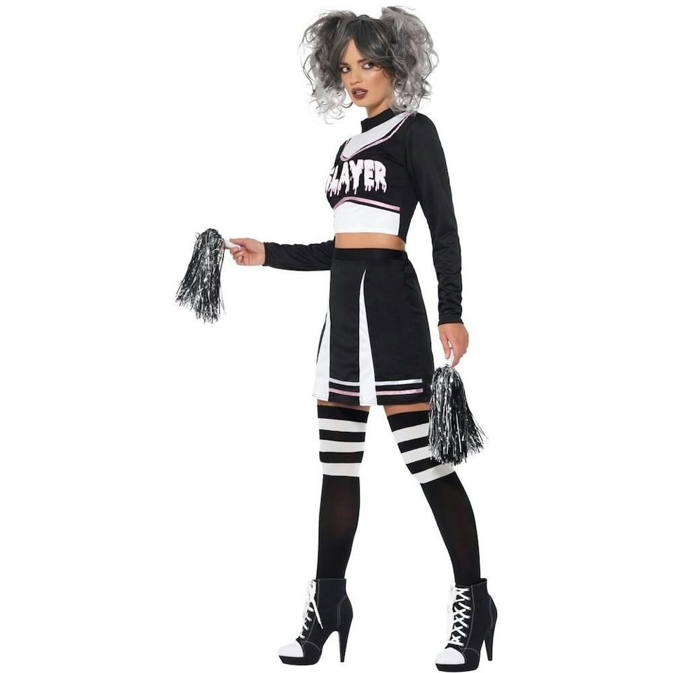 image 1 of Fever Womens/Ladies Gothic Cheerleader Costume - Black/White - S | Multi | S