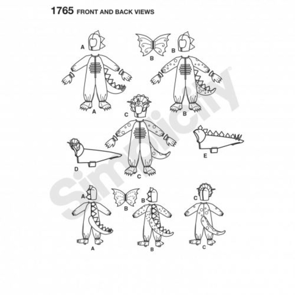 image 1 of Simplicity 1765 Paper Sewing Pattern – Children’s, Pet & Teenagers’ Costumes, Ages: 3–4–5–6–7–8, Intermediate