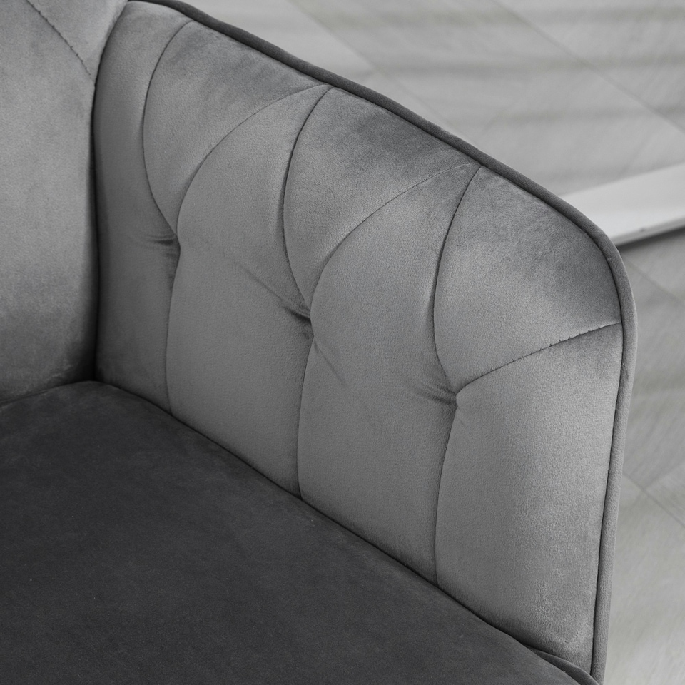 image 1 of Vinsetto Swivel Computer Chair with Arms, Modern Style Tufted, Dark Grey