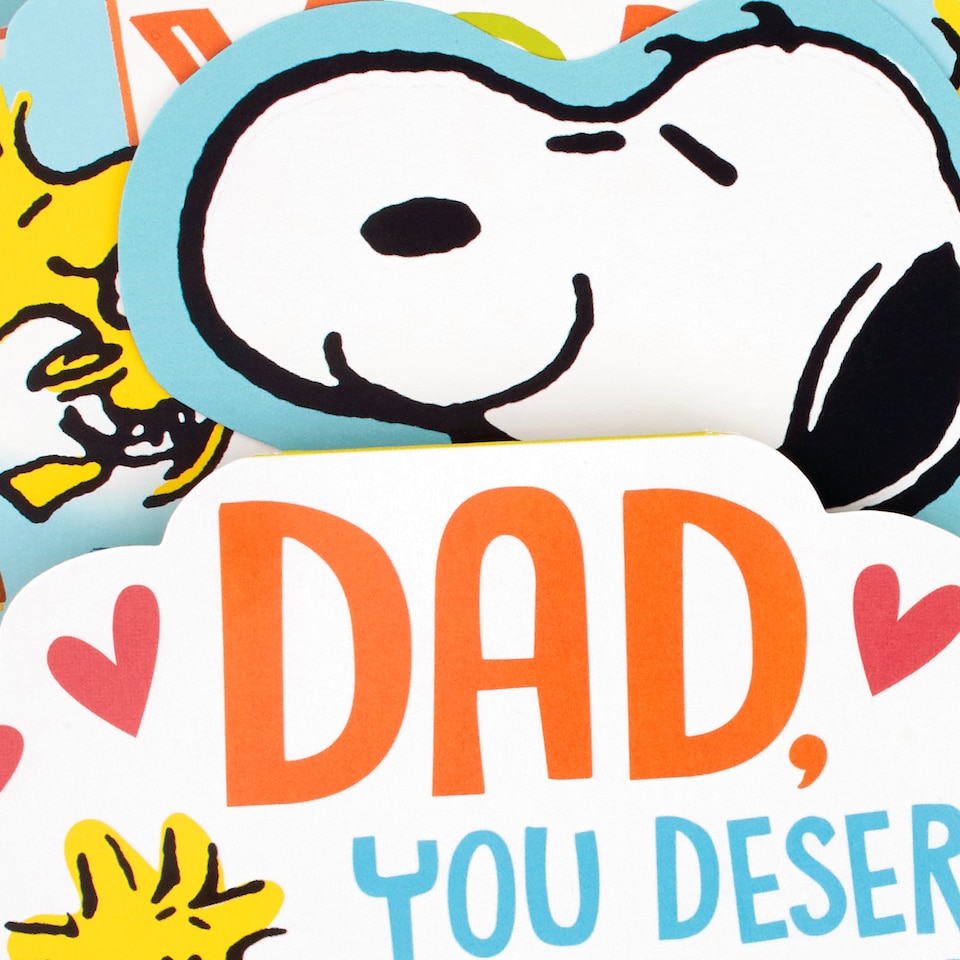 image 1 of Hallmark Musical Father's Day Card For Dad - 3D Pop-Up SNOOPY Design
