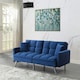 image 2 of Sofa Bed 2 Seater Blue Velvet Click Clack Sofa Settee Recliner Couch with Metal Legs 2 Pillows Blue
