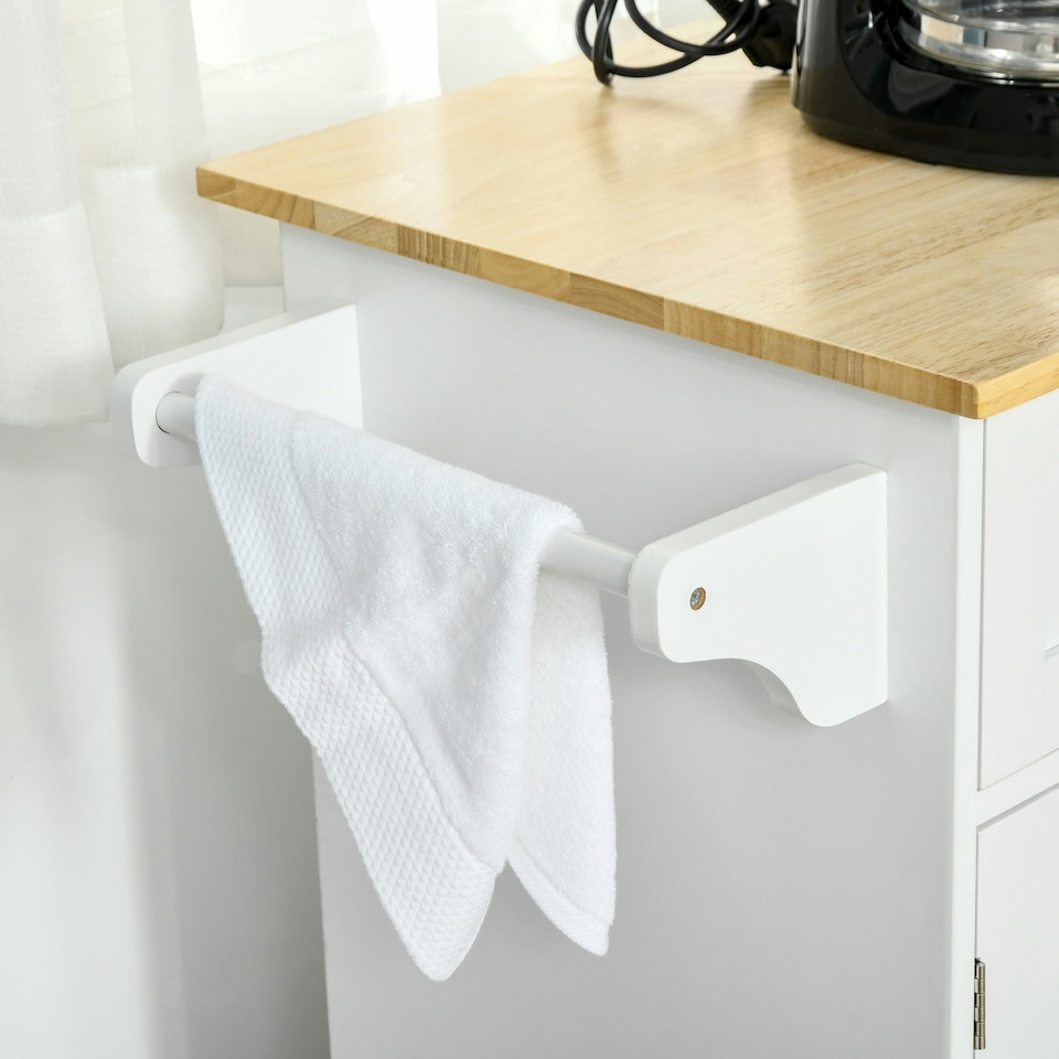 image 1 of HOMCOM Kitchen Island Utility Cart, with 2 Storage Drawers Dining Room White