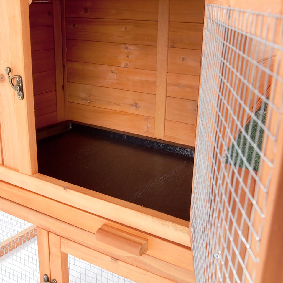 image 1 of Actiaspet - Portable Wooden Rabbit Hutch with Run (Fir & Plywood) | 147cm x 52cmx 85.5cm