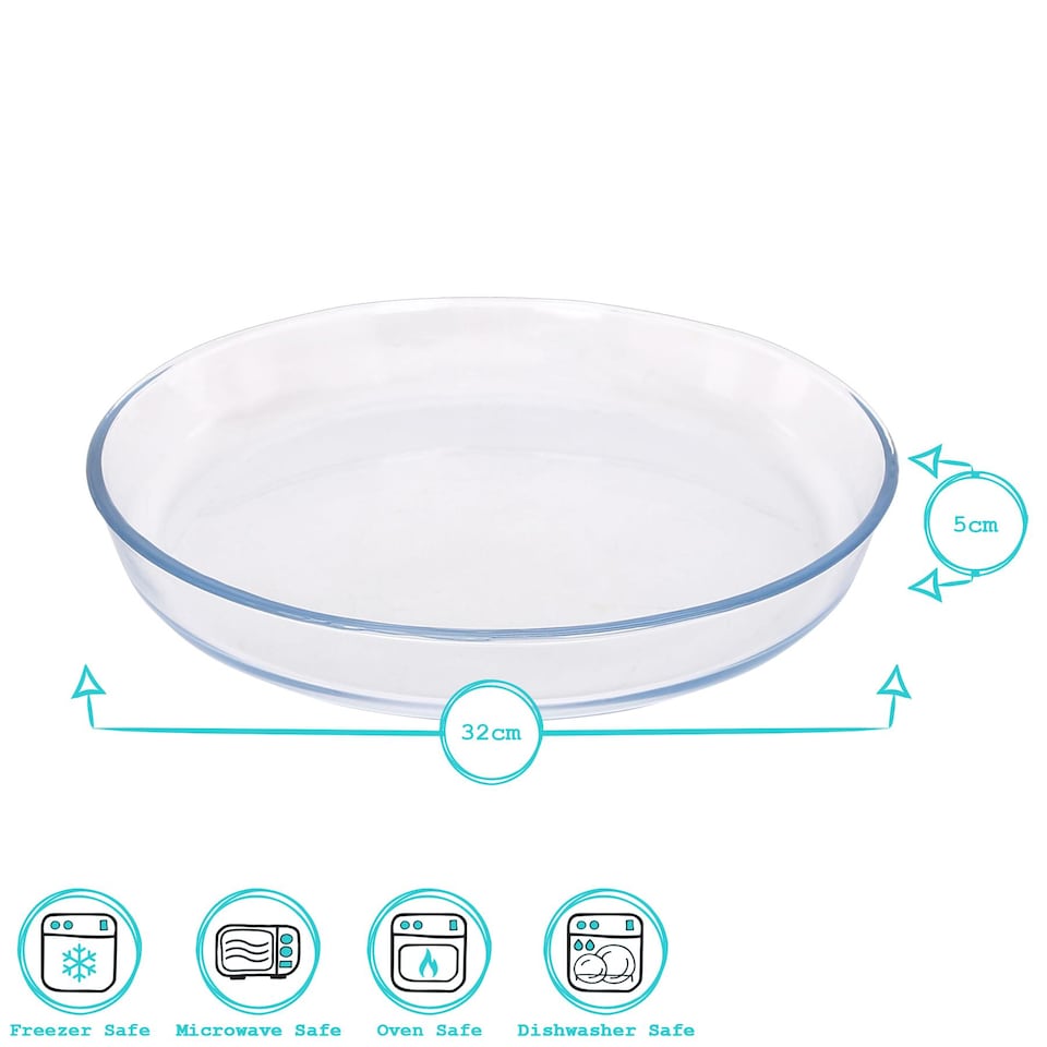 image 1 of Argon Tableware Round Glass Oven Dish - 32cm x 32cm | Clear | Clear | 32cm x 32cm