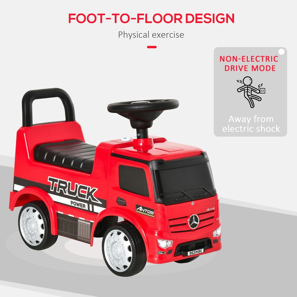 image 1 of HOMCOM 3-in-1 Ride On Car Kids Mercedes Truck Storage for 12 - 36 Months Red