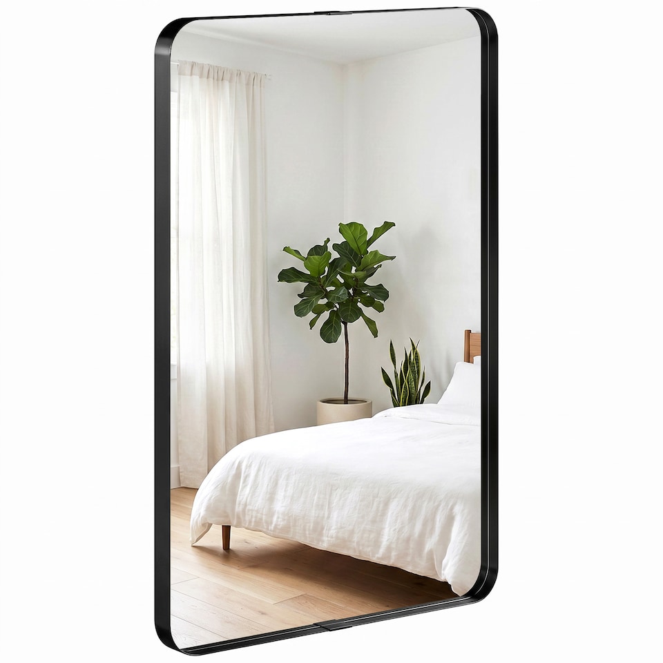 image 1 of HOMCOM Rectangular Wall Mirror, 90 x 60 cm Wall Mounted Bathroom Mirror