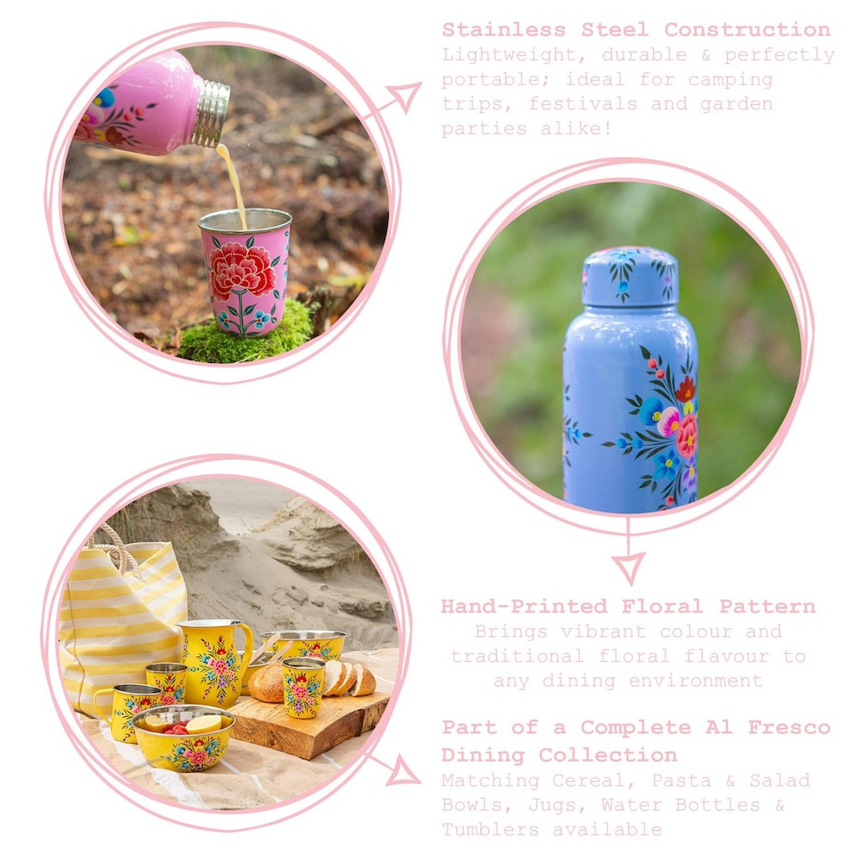 image 1 of BillyCan Hand-Painted Picnic Water Bottle - 875ml - Cotton Pansy White | One Size