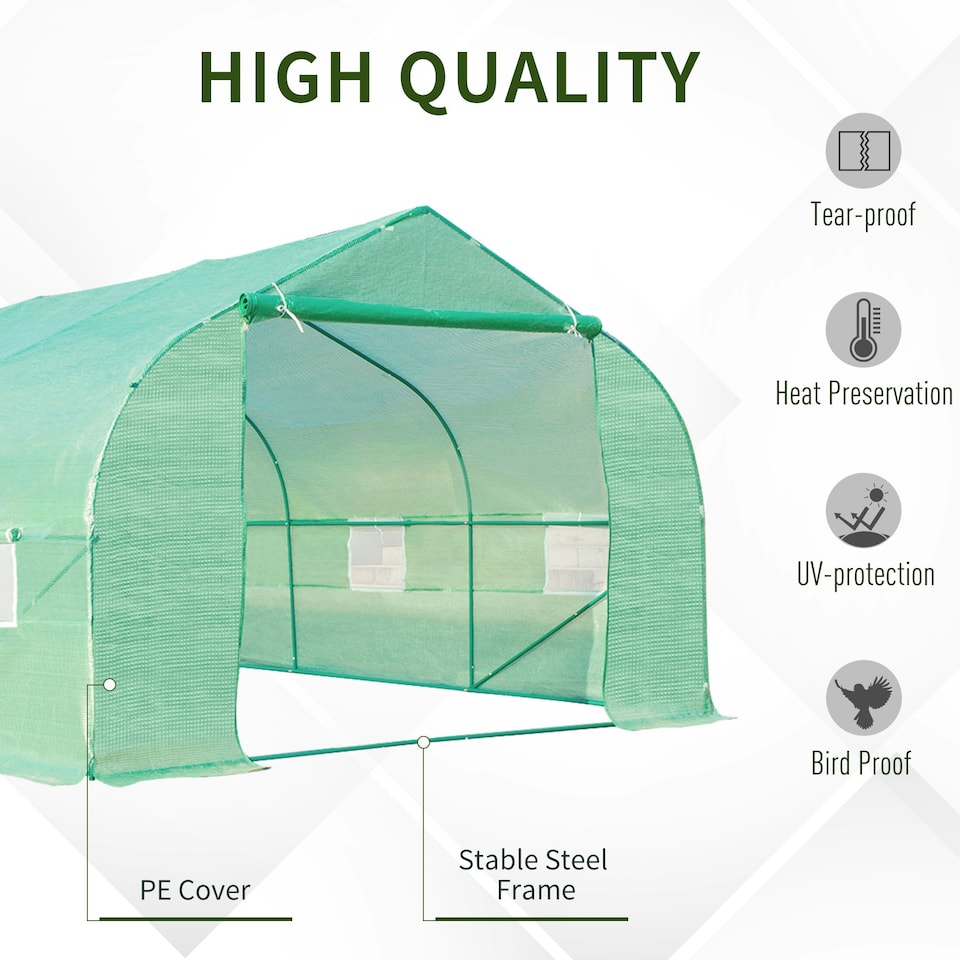 image 1 of Outsunny 6 x 3M Walk in Polytunnel Greenhouse Large Outdoor Grow House w/ Door