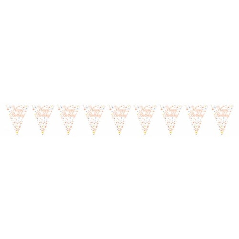 Happy Birthday Rose Gold Holographic Foil Flag Bunting 390cm