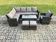 image 1 of Fimous 9 Seat Rattan Garden Furniture Corner Sofa Set Outdoor Patio Sofa Chair Table Set with 2 Small Footstools Dark Grey Mixed