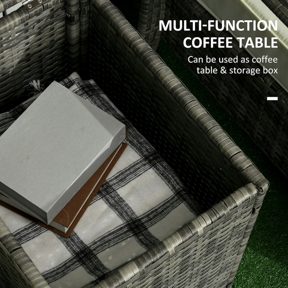 image 1 of Outsunny 3 PCs PE Rattan Garden Sofa Set with 2 Chairs & Storage Table Orange